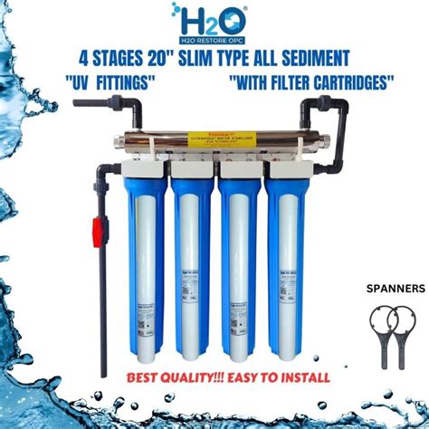 Water Filter 4 Stages All Sediment With 6 Gpm Uv Light And Fittings Ideal To Residential Water