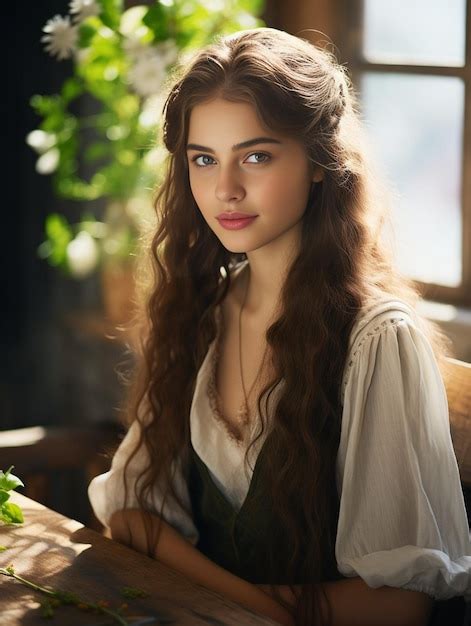 Premium AI Image Generative AI Brunette Girl With Long And Volume