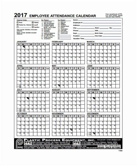 Free Printable Employee Attendance Calendar 2023 Get Your Hands On