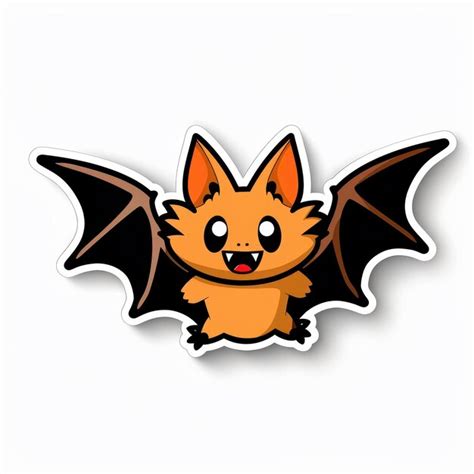 1 Adorable Bat With Tiny Fangs Vector Illustration Cartoon Sticker