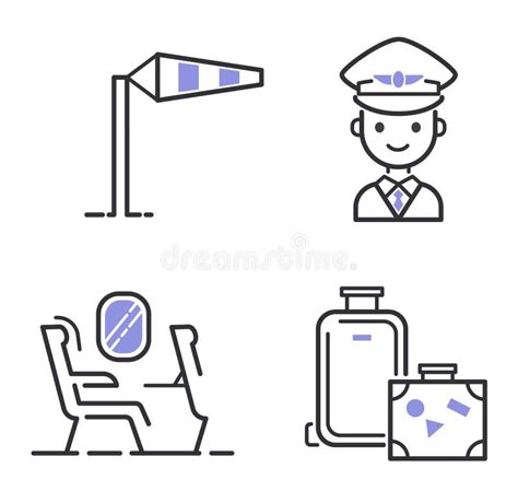 Aviation Icons Vector Set Stock Vector Illustration Of Commercial