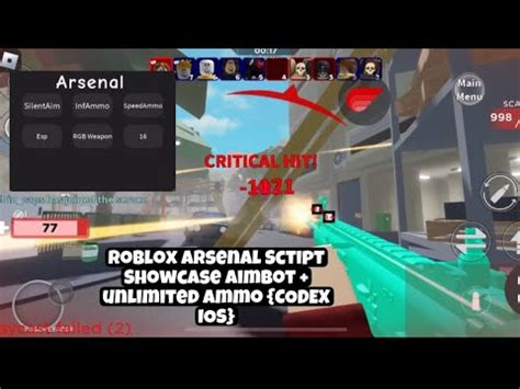 New Roblox Arsenal Script Showcase Aimbot Esp Inf Ammo Codex Ios