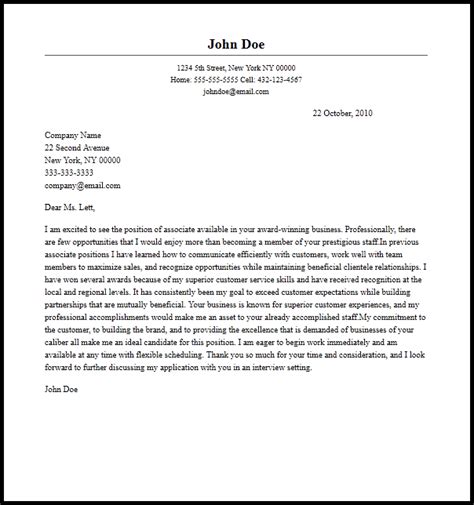 Associate Cover Letter Example Writing Guide Resume Now