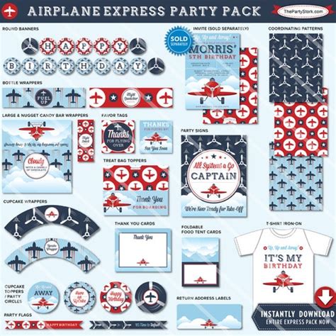 Airplane Birthday Party Invitation Decorations Printable Etsy