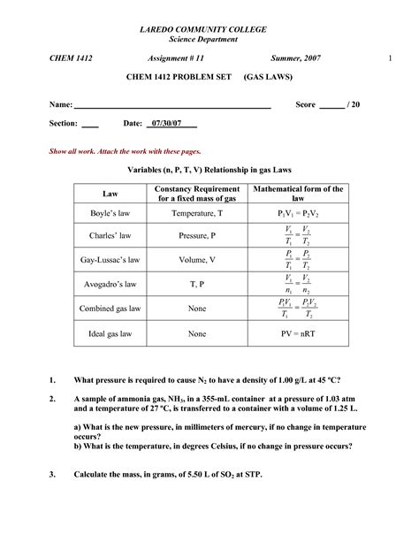 Phet Gas Law Simulation Worksheet Answer Key Inspirenetic