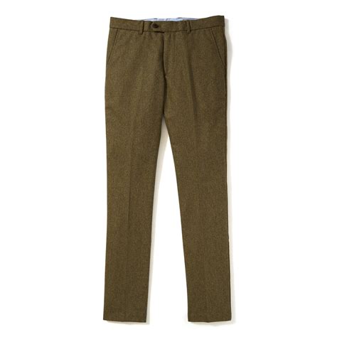 Italian Wool Flannel Dress Pants Mustard Olive Jomers