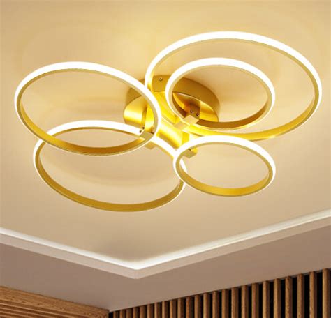 Lumin Ria Sobrepor Clean Anel Alum Nio Dourado E Luz Led Lumin Ria