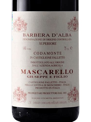 Mascarello Giuseppe E Figlio Barbera D Alba Superiore Codamonte Codana