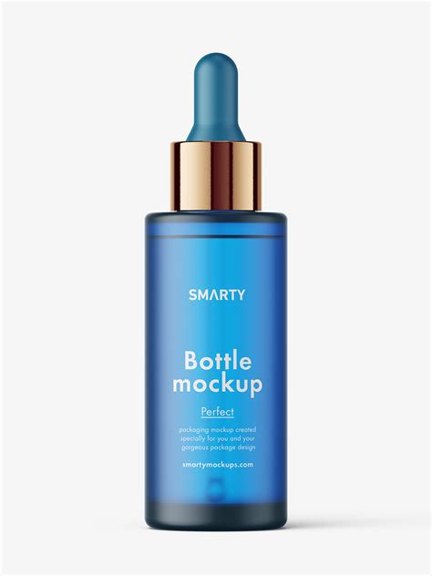 Blue Frosted Dropper Bottle Mockup Smarty Mockups