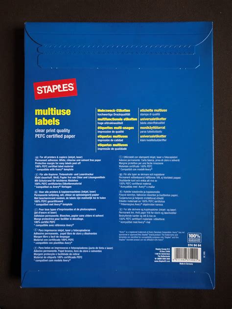 10 X Staples Etiketten Inkjet Laser A4 Bogen Selbstklebend Papier