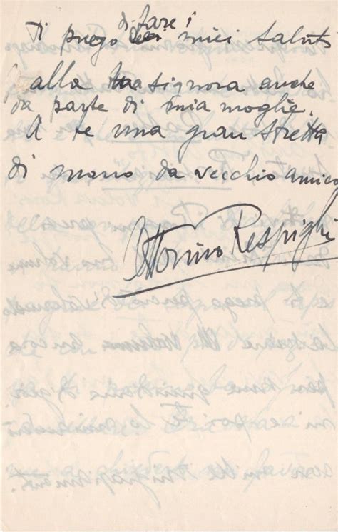 Autografo Di Ottorino Respighi Lettera Contratto Amburgo Suite Rossini