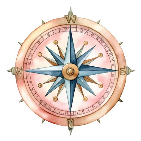 Watercolor Compass Cute Clip Art Watercolor Hand Draw Png