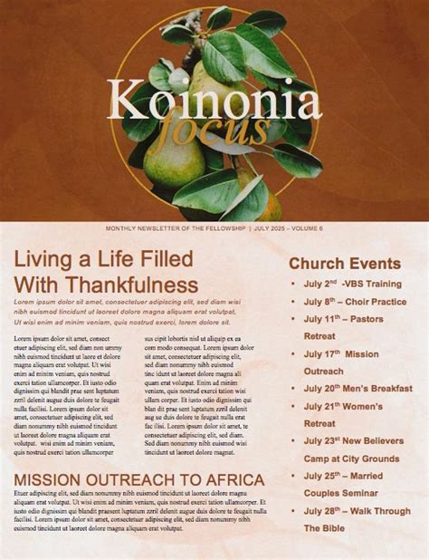 Sharefaith Media First Fruits Church Newsletter Template Sharefaith