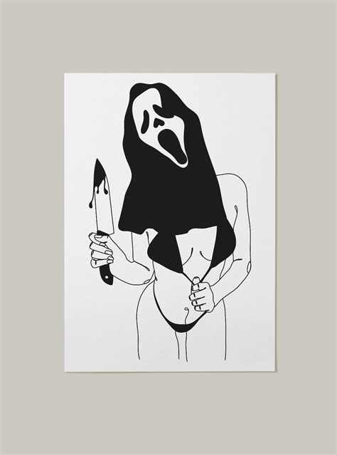 Scream Mask Line Art Print - Etsy