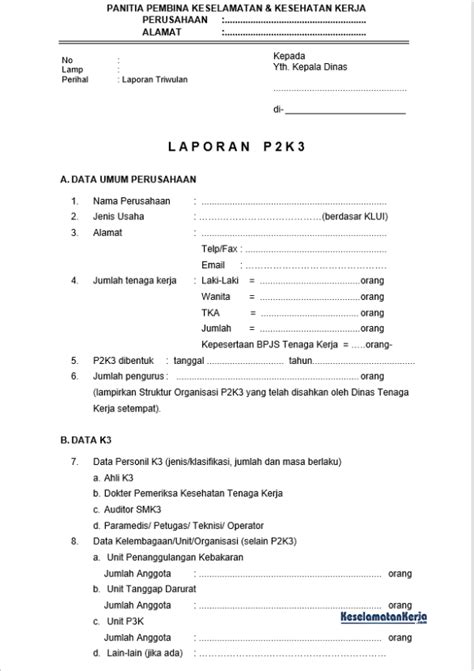 Detail Contoh Laporan K3 Perusahaan Koleksi Nomer 9