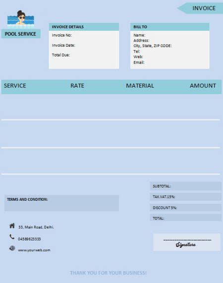 Pool Invoice Templates 6 Free Templates For Pool Services Template Sumo