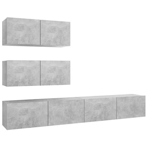 Viesurchoix Ensemble de meuble TV 4 pcs Gris béton Aggloméré AB3079131