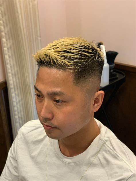 バーバースタイル × 金髪メッシュ｜ヘアカタログ｜高級理容室 床屋 ヒロ銀座ヘアーサロン