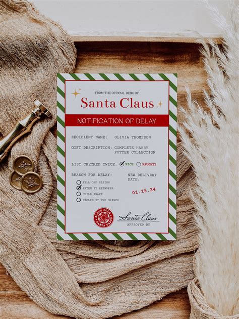 Editable Late Christmas Gift Letter From Santa Delayed Gift