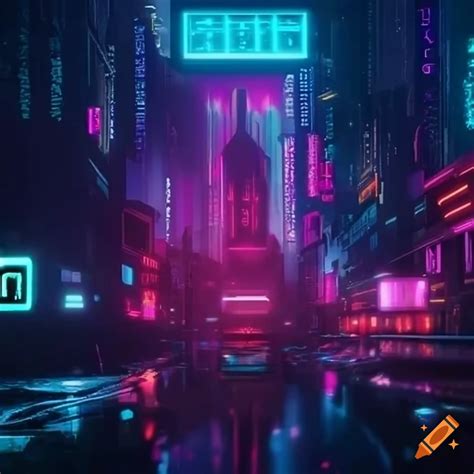 Cyberpunk City With Futuristic Neon Lights On Craiyon