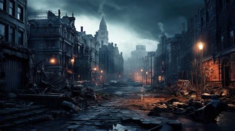 Premium AI Image | Post apocalypse in destroyed city apocalyptic view