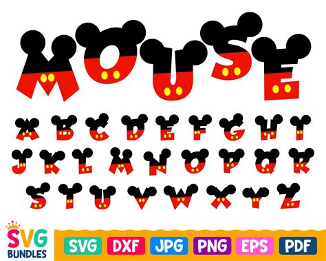 Mickey Mouse Font SVG A Z Disney Mickey Letters SVG DXF Png Etsy