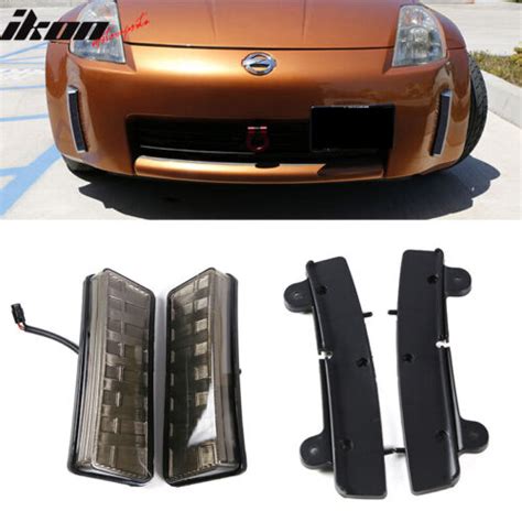 Fits 03 05 Nissan 350z Front Bumper Smoked Led Drl Reflector Lights Ebay