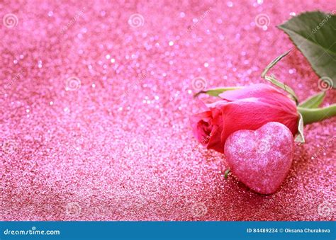 Pink Rose Heart Glitter Background Stock Photo Image Of Anniversary