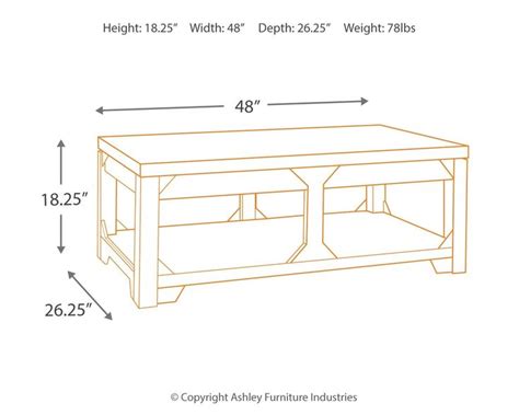 The Measurements For A Coffee Table With Two Drawers And One Shelf On