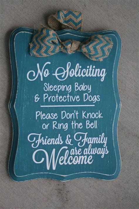 Hand Painted Distressed No Soliciting Sign Baby Sleeping By