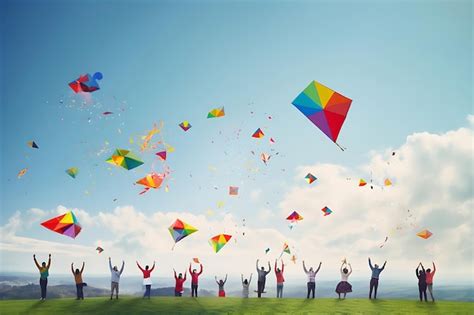 Premium Ai Image People Flying Kites