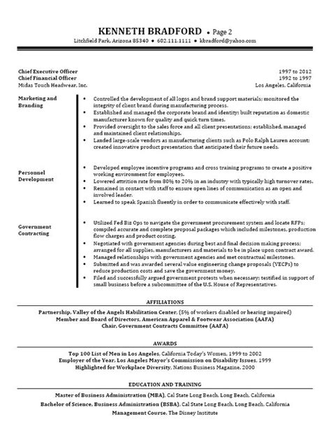 ceo cfo executive resume  executive resume resume examples