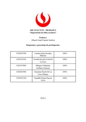 Trabajo Final Aduanas Grupo 6 UNIVERSIDAD PERUANA DE CIENCIAS