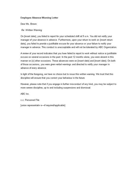 Employee Absence Warning Letter How To Create An Employee Absence Warning Letter Download