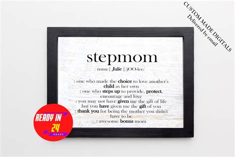 Personalized Mothers Day T For Stepmom Print Custom Name Sign For