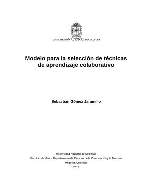 Pdf Modelo Para La Selecci N De T Cnicas De Aprendizaje Pdf