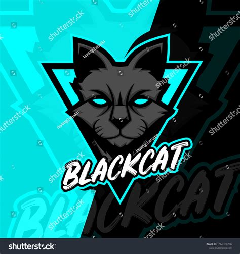 Black Cat Mascot Esport Logo Design Royalty Free Stock Vector