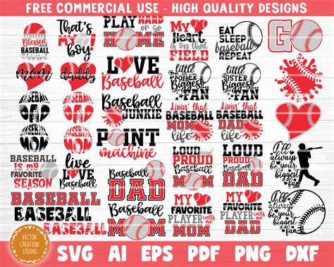 Baseball Svg Bundle Cut Files Vector Printable Clipart Love Etsy