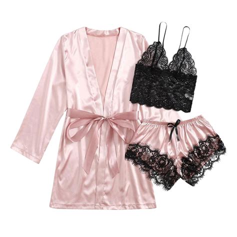 Tosmy Pajamas For Women Women Silk Satin Pajamas Set Pcs Lingerie