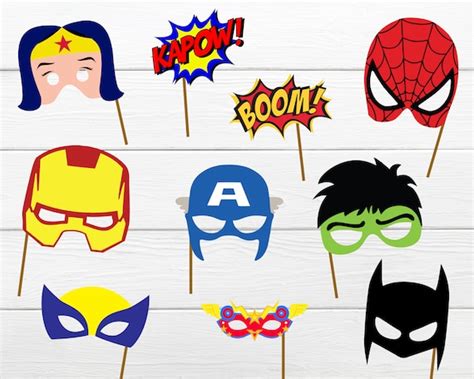 Superhero Photo Booth Props And Decorations Printable Props 40 Off