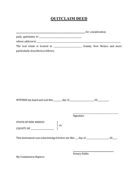 New Mexico Quit Claim Deed Form Deed Forms Deed Forms