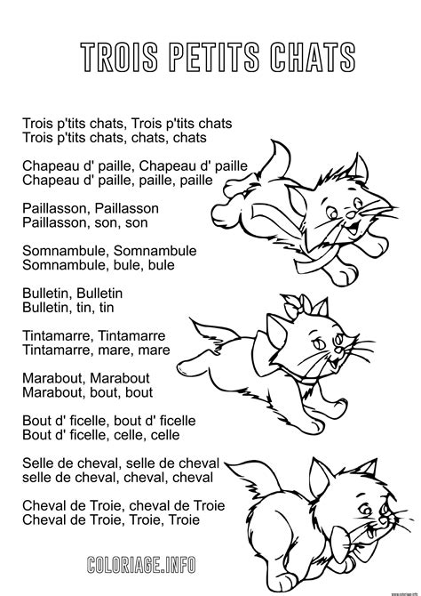 Coloriage Trois Petits Chats Comptine Avec Paroles Jecolorie