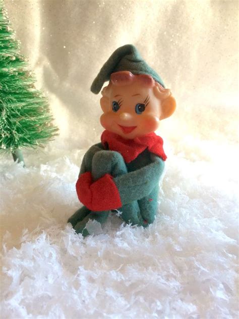 Vintage Knee Hugger Pixie Elf Green Felt Christmas Elf Mid Etsy