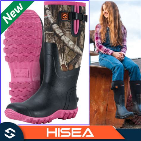 Hisea Women Rain Snow Boots Waterproof Insulated Hunting Garden Chore