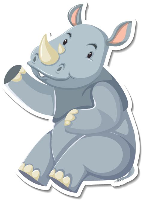 Rhinoceros cartoon character sticker 3678853 Vector Art at Vecteezy