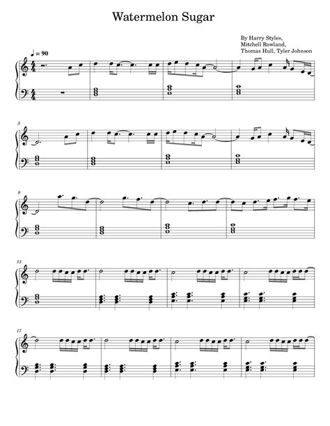 Watermelon Sugar Arr Poon Sheet Music Harry Styles Easy Piano