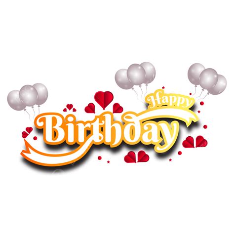 Happy Birthday Text Typhography White Ballons Sticker Transparent