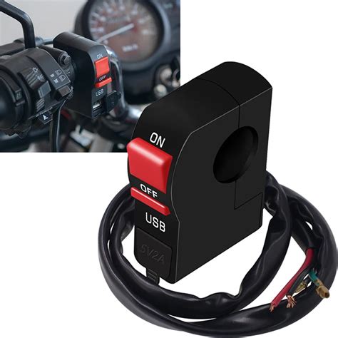 Universal Motorcycle Switch Handlebar Switches ON OFF Button USB Car