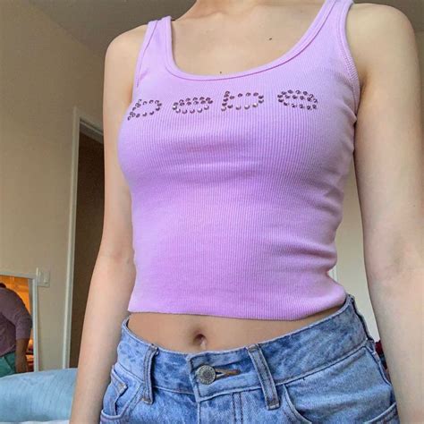 Super Adorable Y2k Bebe Rhinestone Ribbed Tank Top💕 Depop