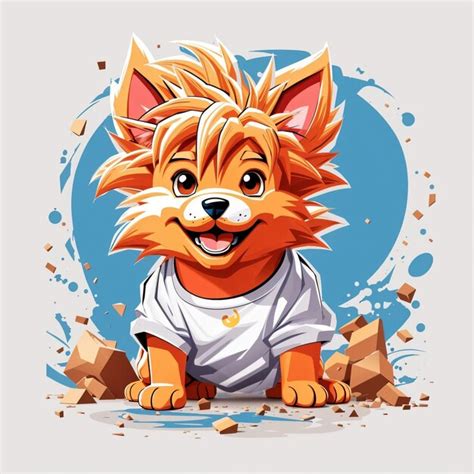 Camiseta gráfica lindo perro de dibujos animados goku Foto Premium